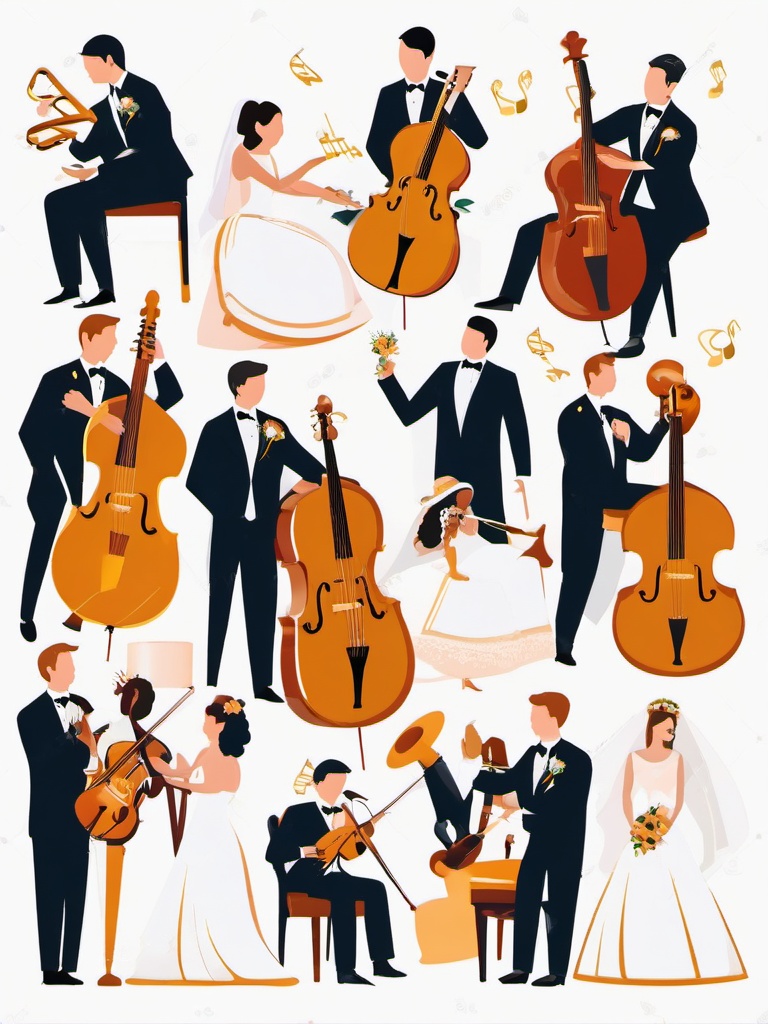 Wedding Music clipart - Musicians at the wedding, ,vector color clipart,minimal