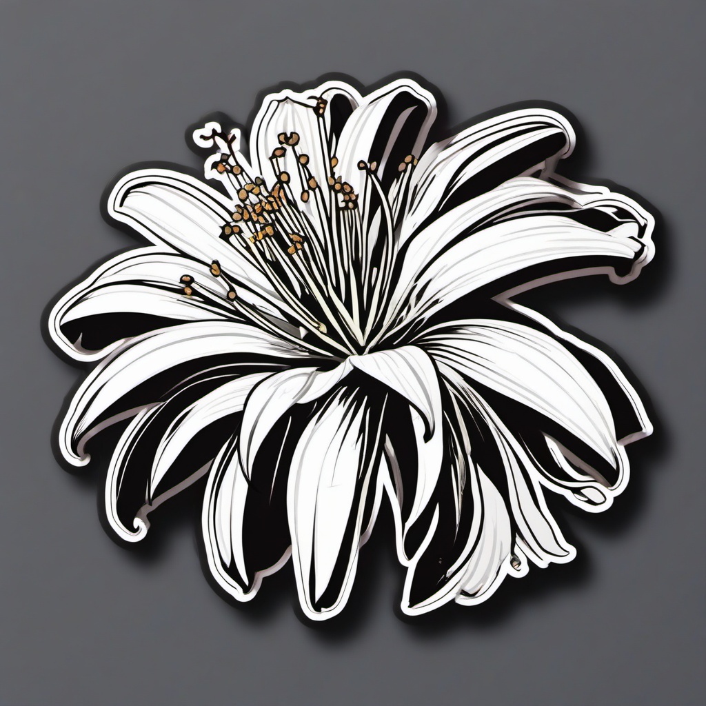 Spider Lily Sticker - Capture the unique and spider-like blooms of spider lilies with this elegant sticker, , sticker vector art, minimalist design