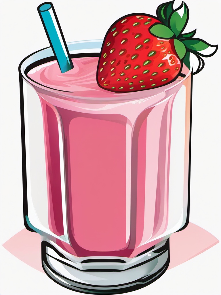 Strawberry clipart - strawberry smoothie in a glass  