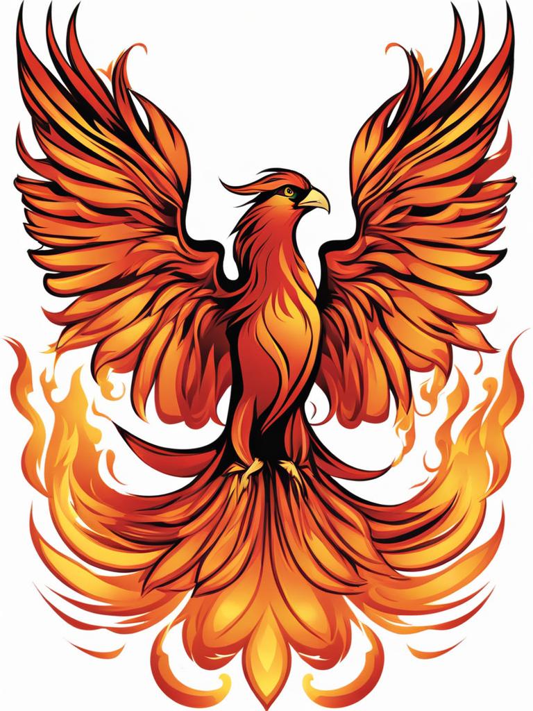 phoenix clipart - a fiery phoenix rising from the ashes. 