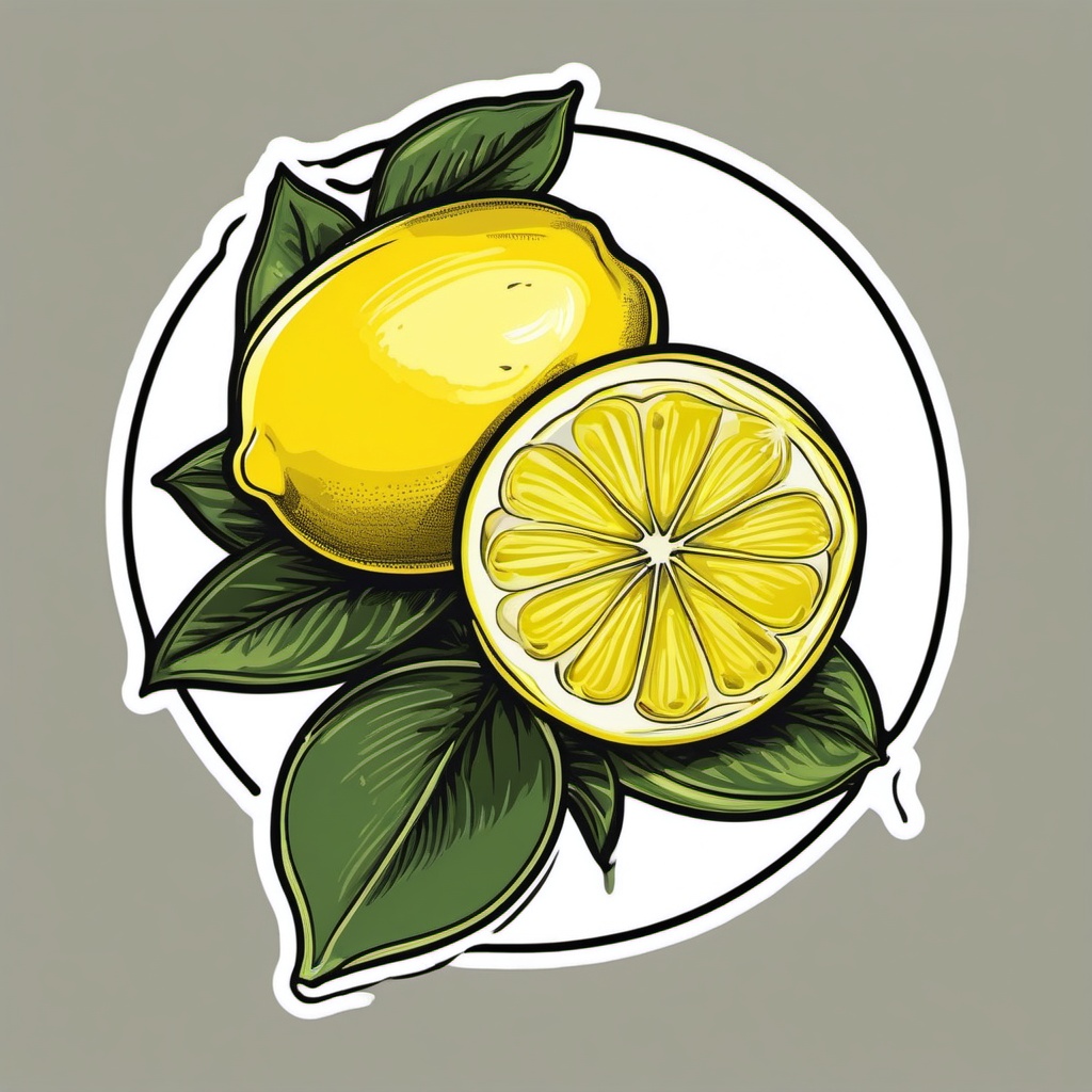 Lemon Sticker - Yellow lemon for a citrusy touch, ,vector color sticker art,minimal