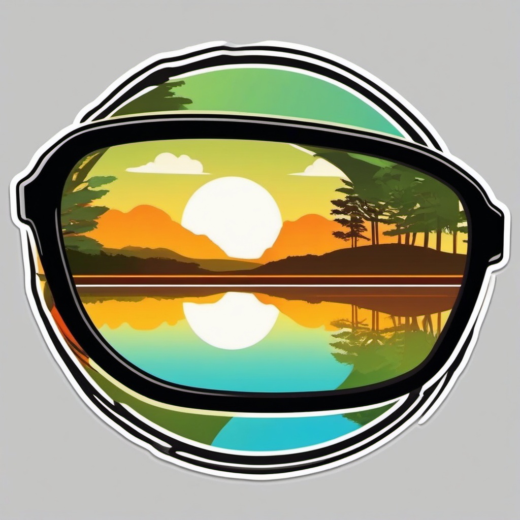 Sunglasses Reflection in Nature Sticker - Sunglasses with a reflection of nature, ,vector color sticker art,minimal