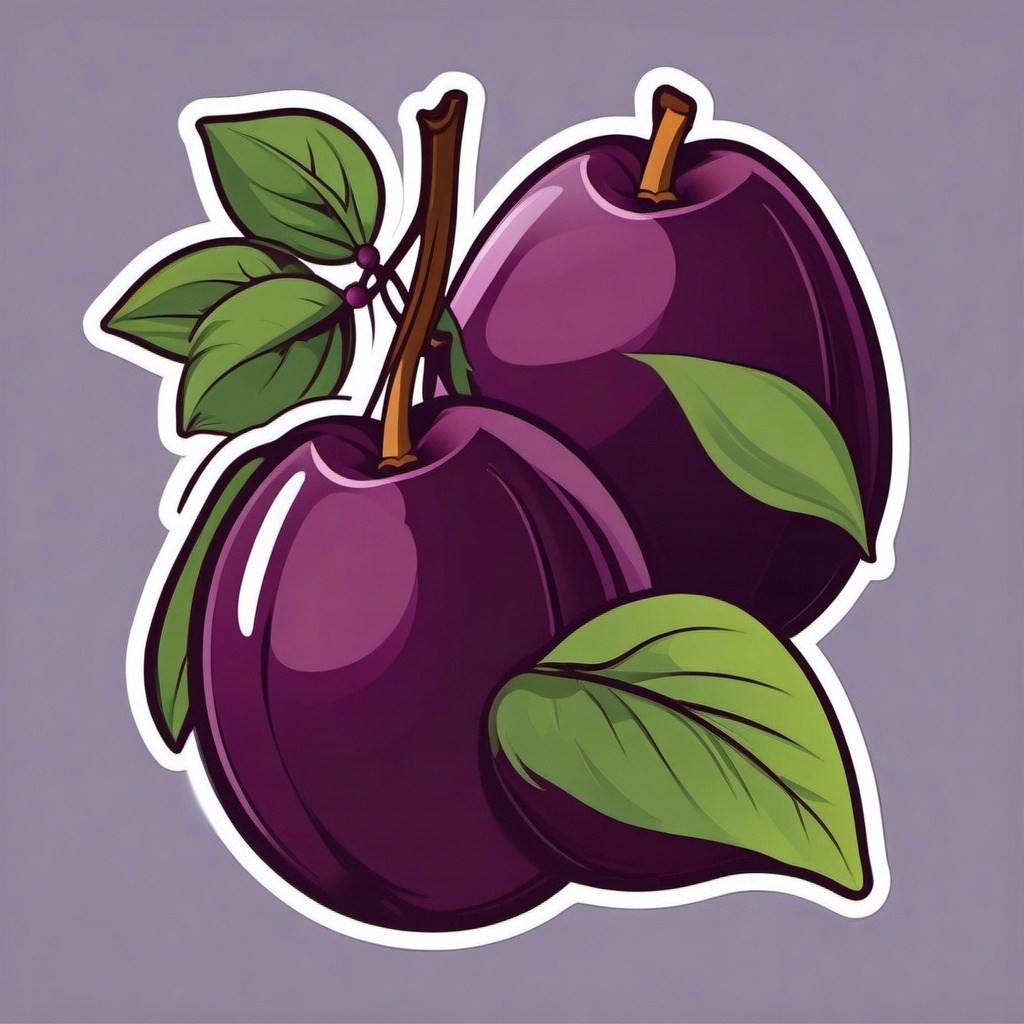 Plum Sticker - Sweet and luscious, a plum-hued temptation in sticker form, , sticker vector art, minimalist design