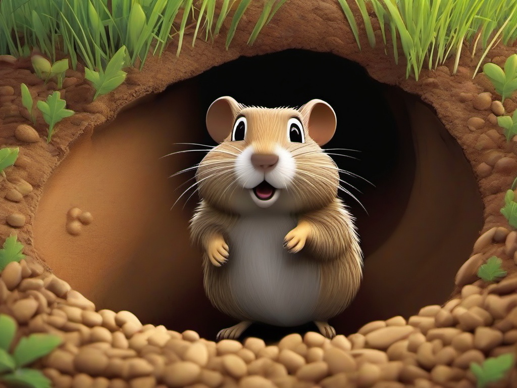 Gopher Cartoon - Cartoon of gopher popping out of a hole  