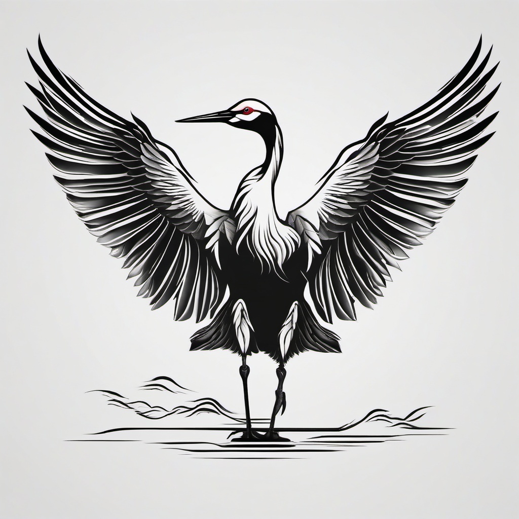 Crane Tattoo - Traditional crane tattoo  minimalist tattoo design, white background