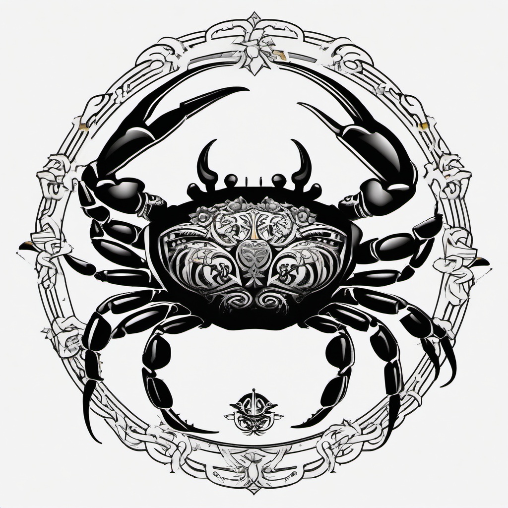 Cancer Crab Tattoo Designs-Creative and personalized tattoo designs featuring the crab symbol associated with the zodiac sign Cancer.  simple color tattoo,white background