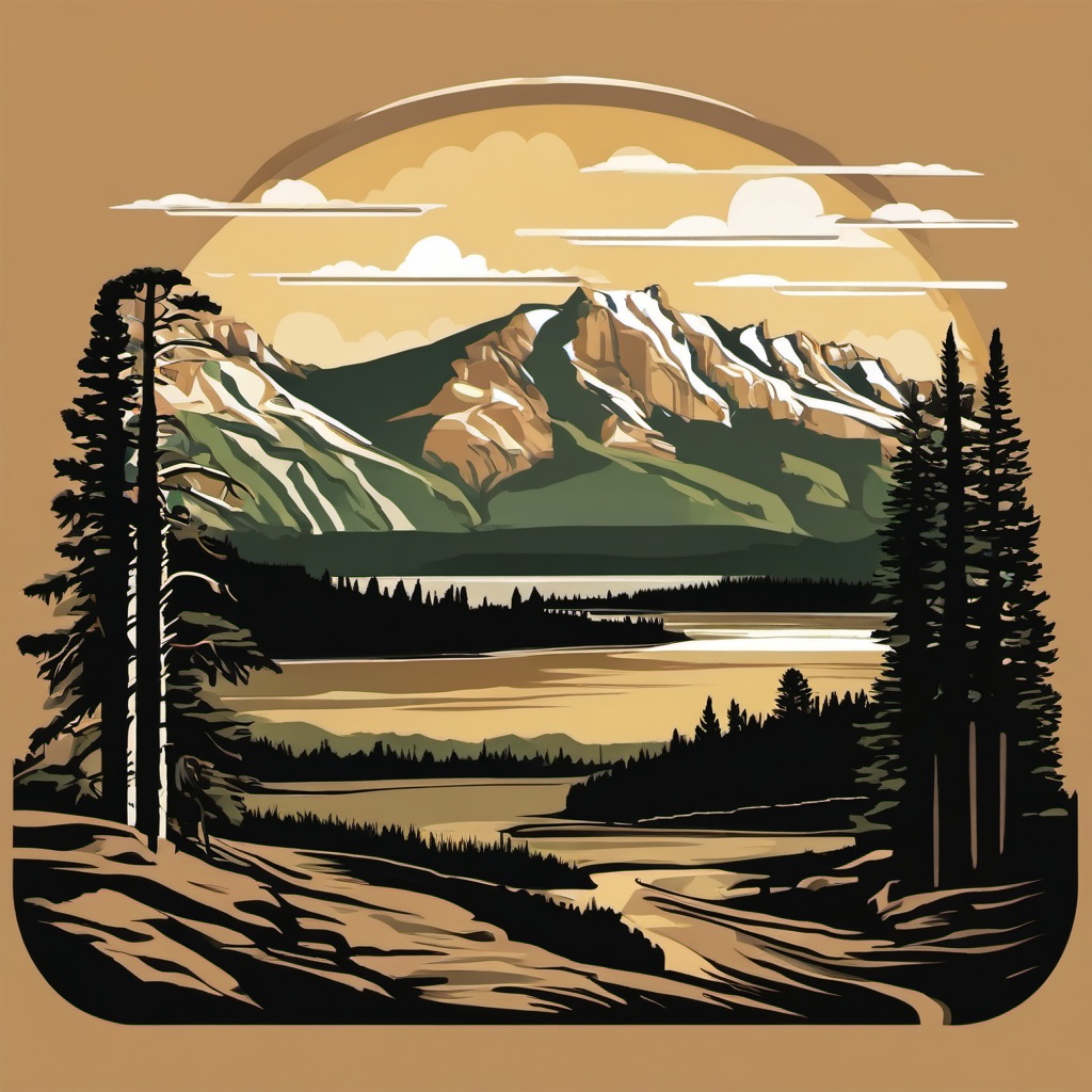 Yellowstone National Park clipart - Iconic national park in the USA, ,color clipart vector style