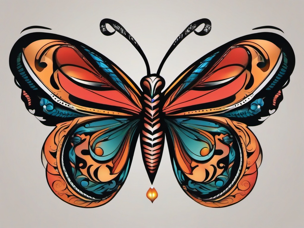 aries butterfly tattoo  simple vector color tattoo