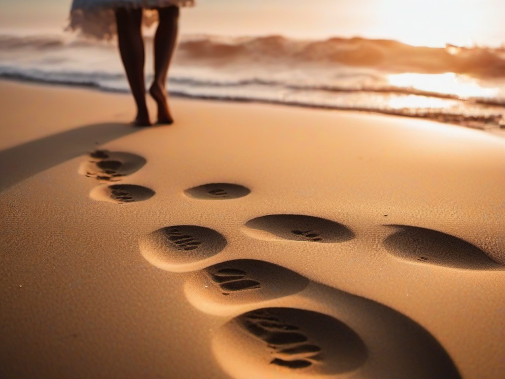 Happy Anniversary image - Beach scene with footprints in the sand and Happy Anniversary text  aesthetic pictures photo