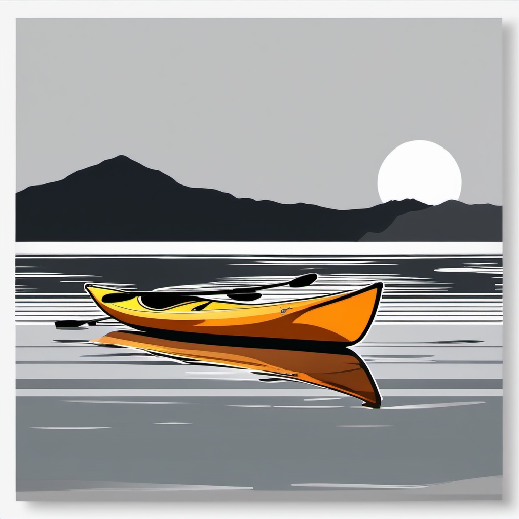 Kayak and Paddle clipart - A kayak and a paddle ready for adventure., ,vector color clipart,minimal