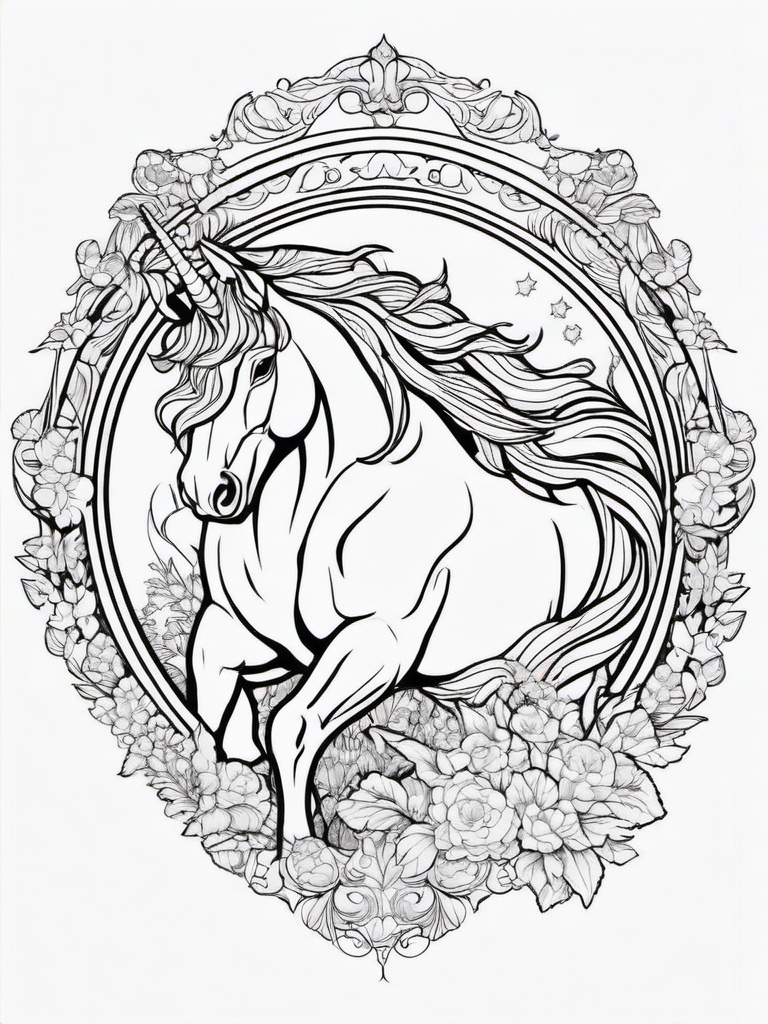 Unicorn Coloring Pages - Unicorn emerging from a mystical portal  simple coloring pages