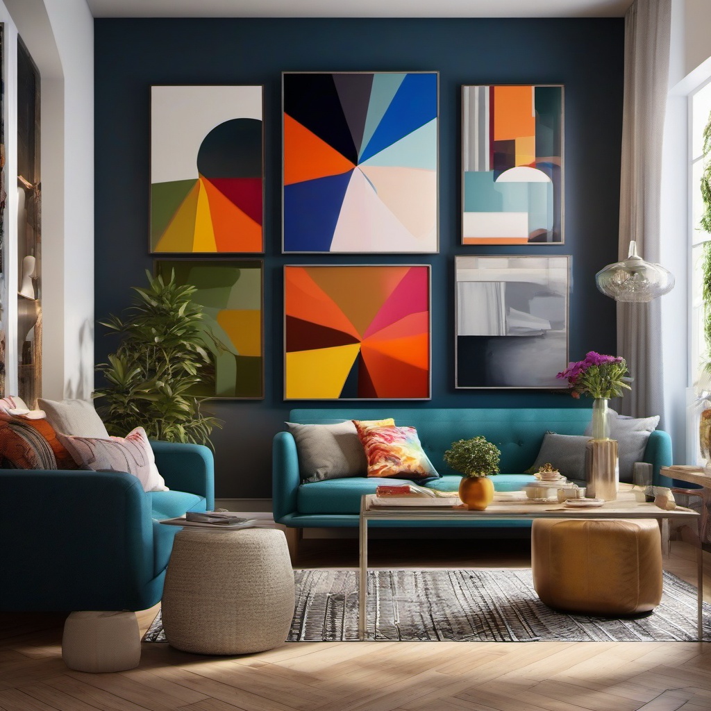 Artistic Gallery Space - Create a living room with an artistic gallery space for creativity. , living room decor ideas, multicoloured, photo realistic, hyper detail, high resolution,