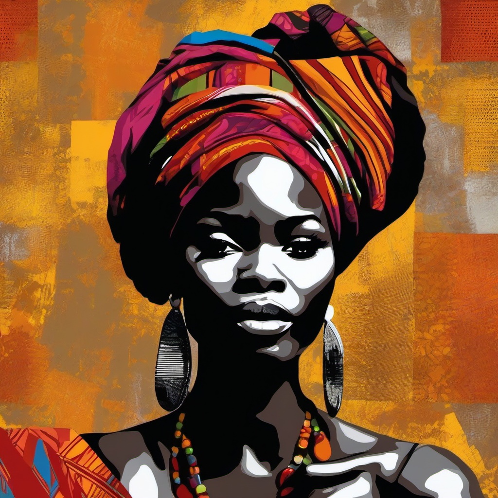 african woman art painting realistic collage pop art
 