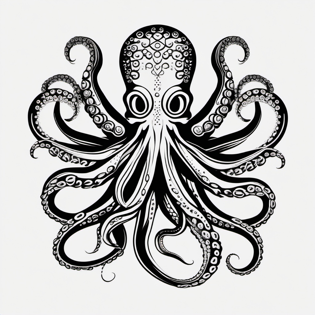 Octopus Tattoo Traditional - Pay homage to traditional tattoo styles with a classic and timeless octopus design.  simple vector color tattoo,minimal,white background