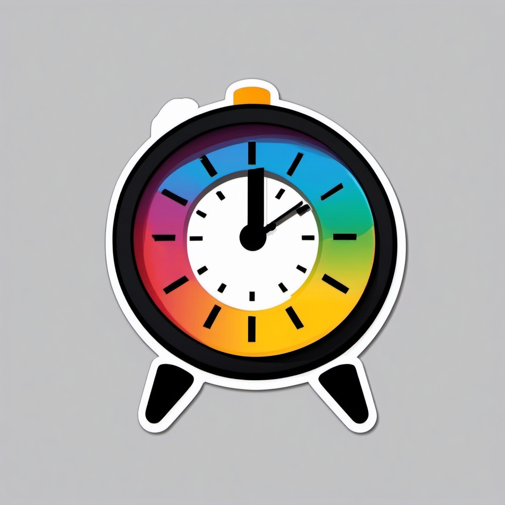 Alarm Clock Sticker - Wake up reminder, ,vector color sticker art,minimal