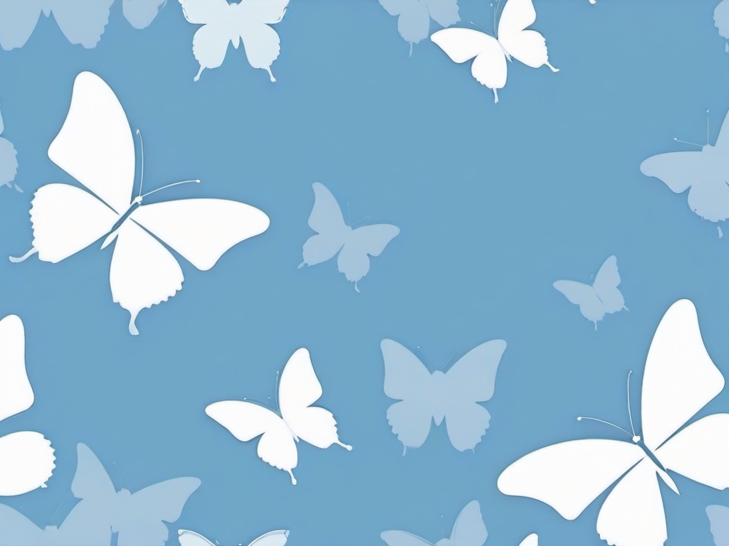 Blue Background Butterfly-Soft blue with delicate butterfly silhouettes in white for a gentle, ethereal vibe  background wallpaper