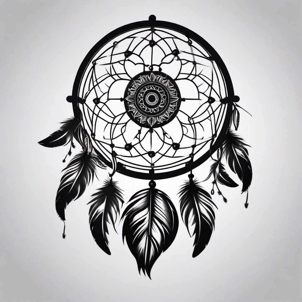 Dark Dream Catcher Tattoo - Tattoo with a dark and mysterious vibe featuring a dream catcher.  simple vector tattoo,minimalist,white background