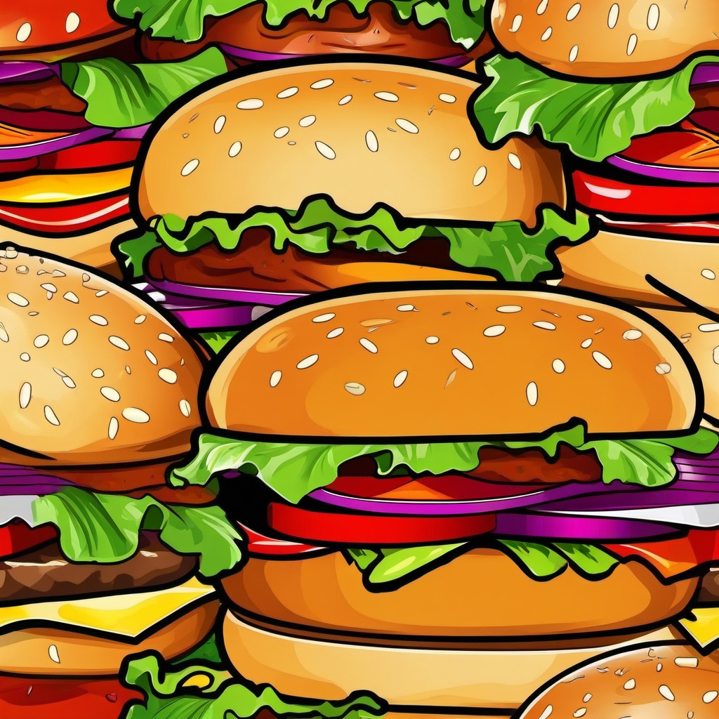 Burger clipart - close-up of a juicy hamburger  