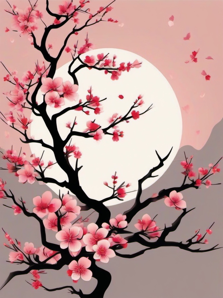 japanese cherry blossom tree tattoo  simple vector color tattoo