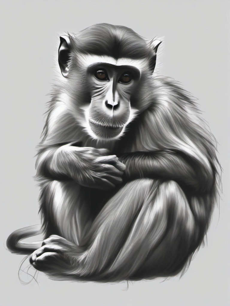 drawing of a macaque grooming  minimal rough sketch scribbles,doodles,black and white