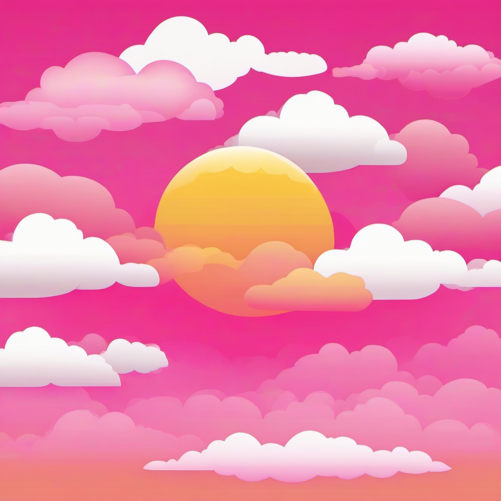 Pink clouds at sunset clipart.  vector style illustration, white background