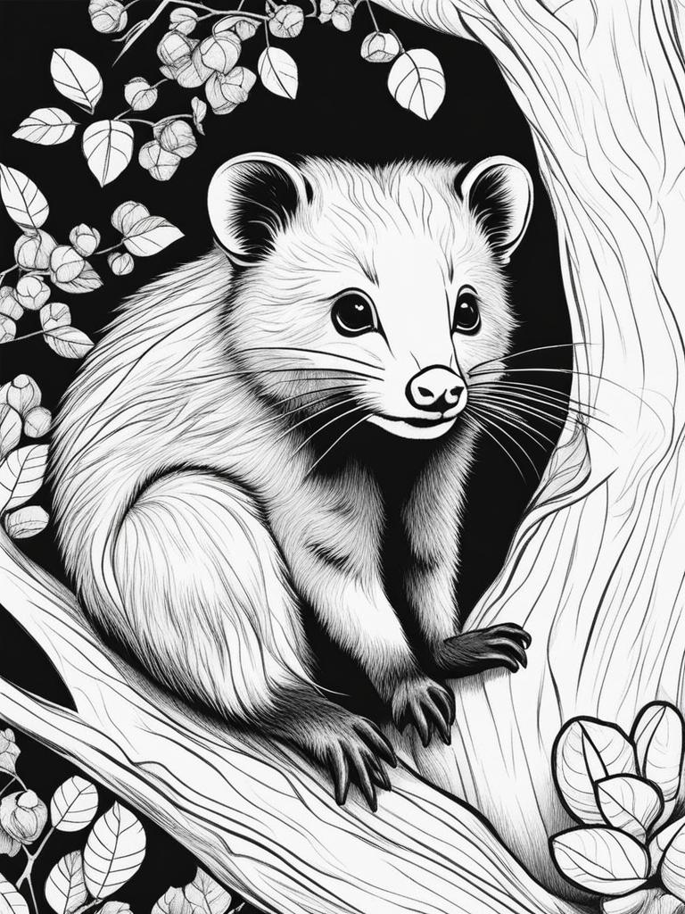 binturongs cute animals coloring page 