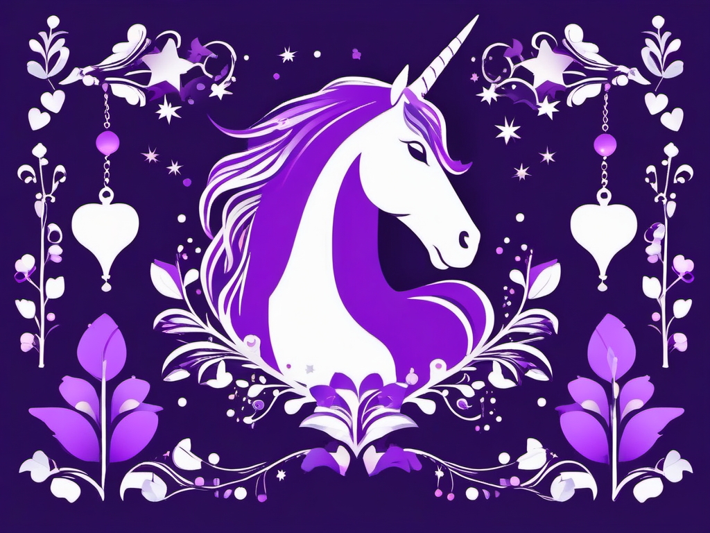 Purple Unicorn Clipart - Indulge in the regal and mystical charm of purple-themed unicorn clipart.  vector art, clipart, minimal