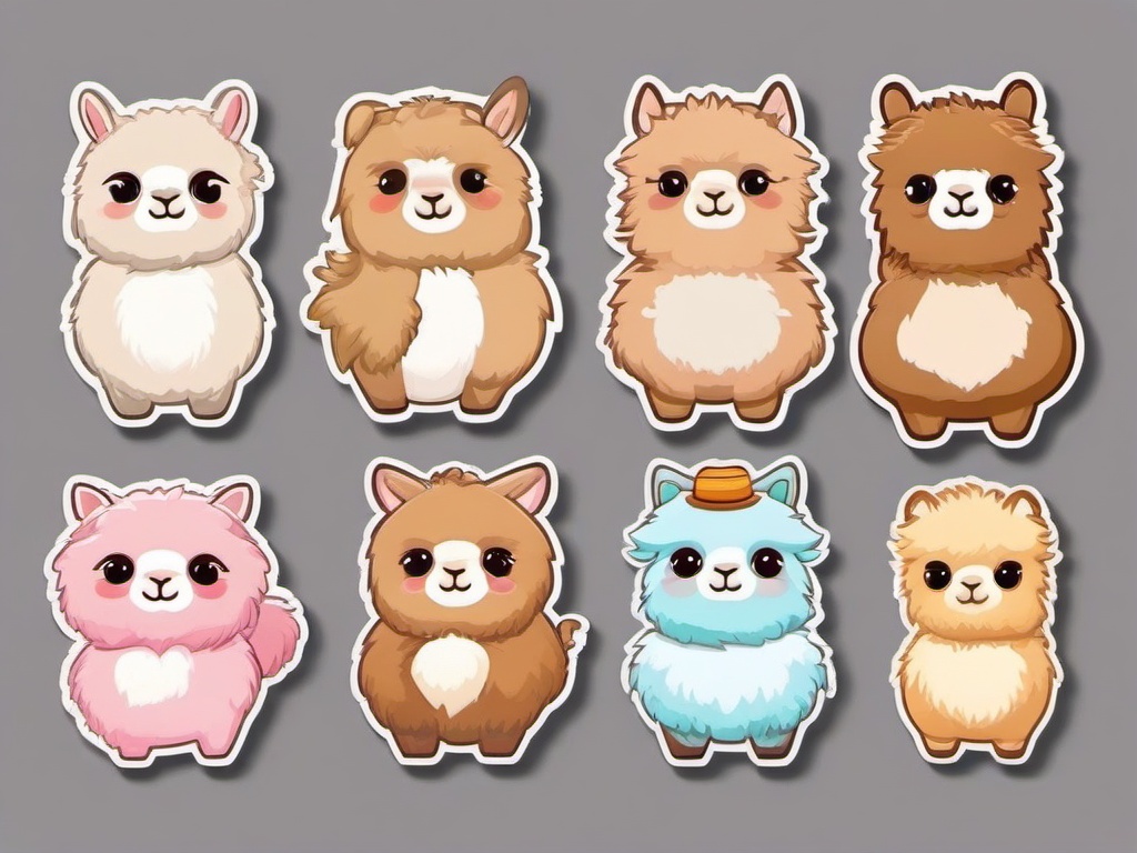 Alpaca cartoon - soft-furred animal raised for wool  cartoon sticker style