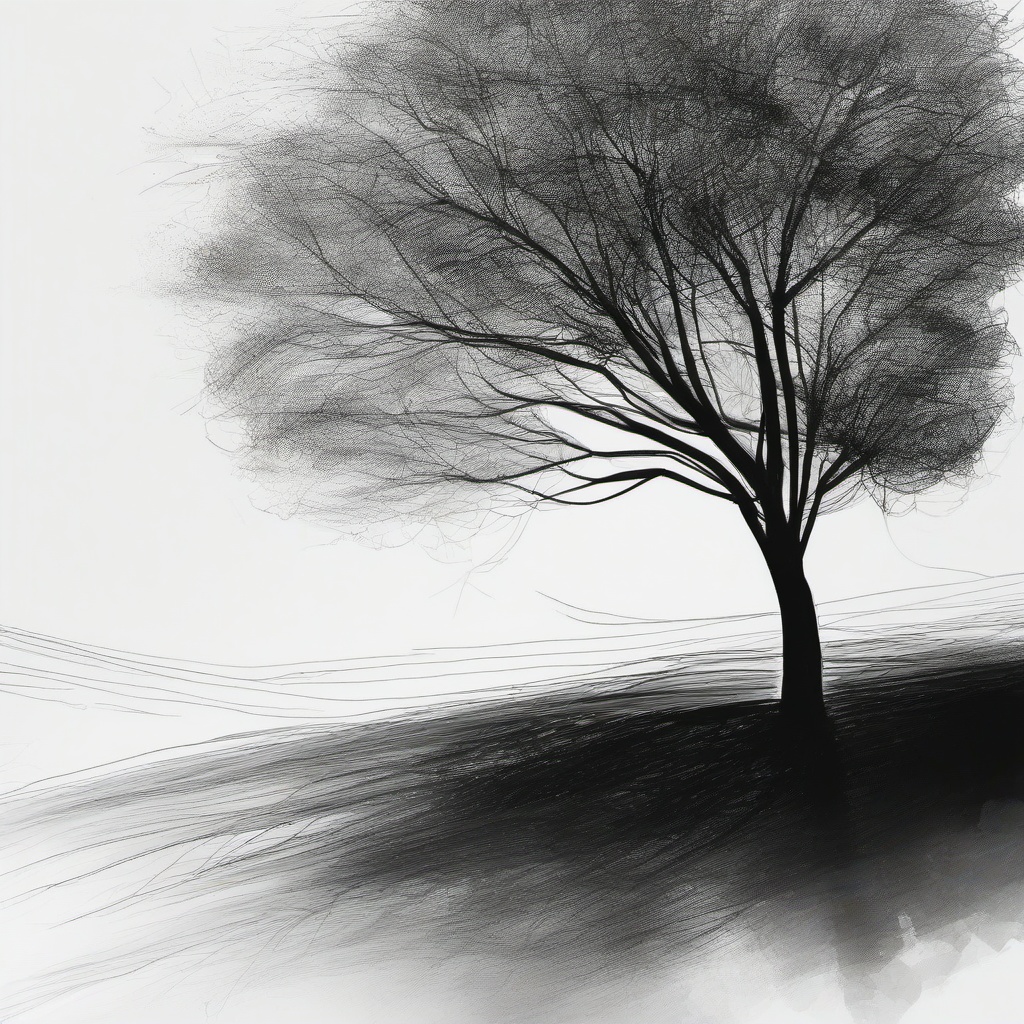 a drawing of a tree  minimal rough scribbles,doodles,black and white