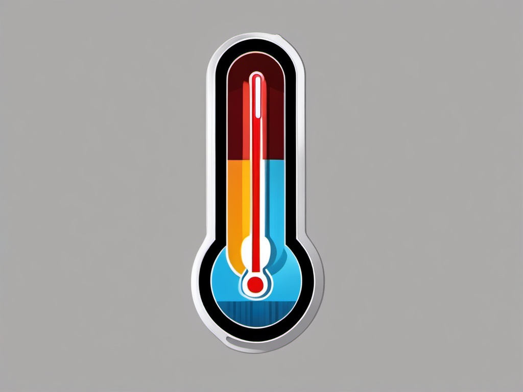 Thermometer rising sticker- Warming up, , sticker vector art, minimalist design