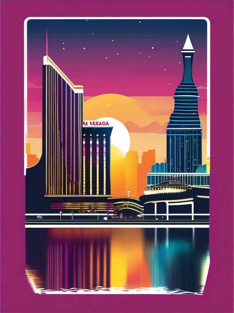 Las Vegas Strip sticker- Glittering stretch of resorts and casinos in Nevada, , sticker vector art, minimalist design