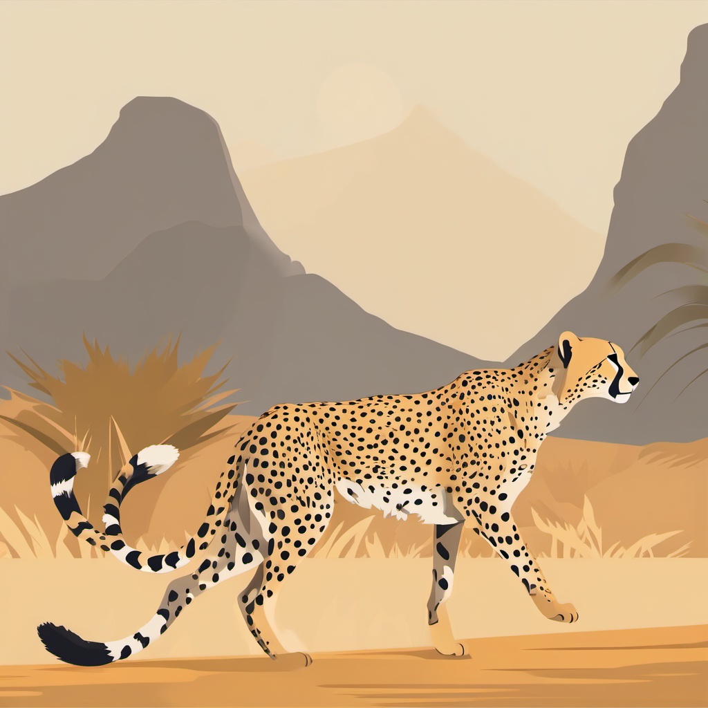 Cheetah clipart - Fastest land animal known for sprinting, ,vector color clipart,minimal