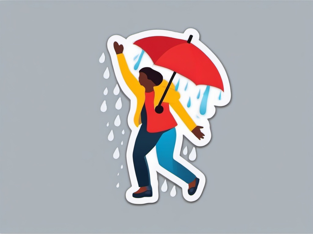 Love in the Rain Emoji Sticker - Dancing in the rain of love, , sticker vector art, minimalist design