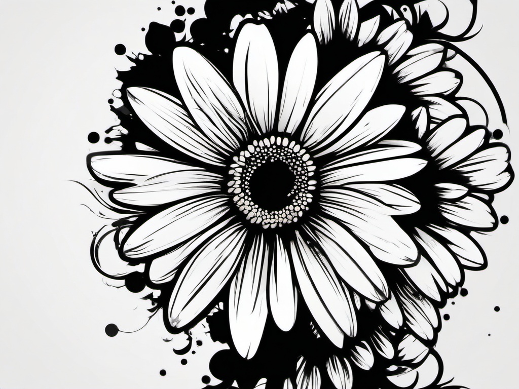 Name Daisy Tattoo-Personalization of ink with a name daisy tattoo, expressing a special connection and significance.  simple vector color tattoo