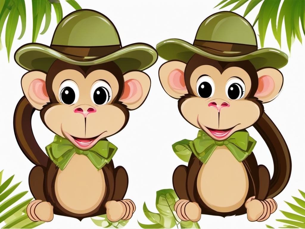 Monkey clipart - monkey in a safari hat  