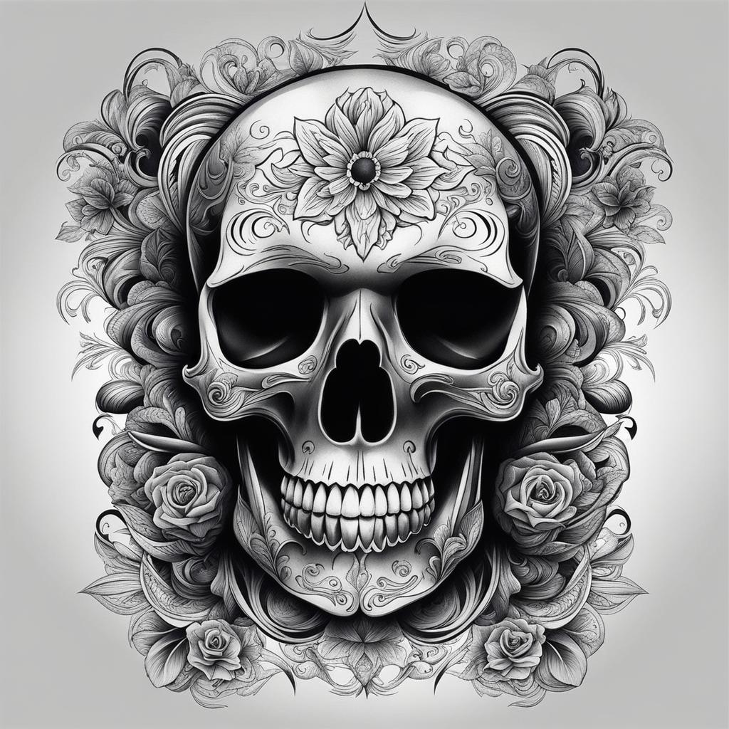 skull tattoo designs black and white design 