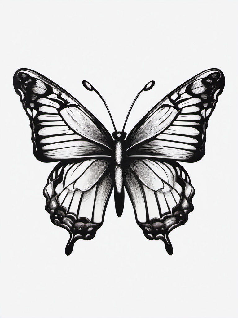 april butterfly tattoo  simple color tattoo, minimal, white background