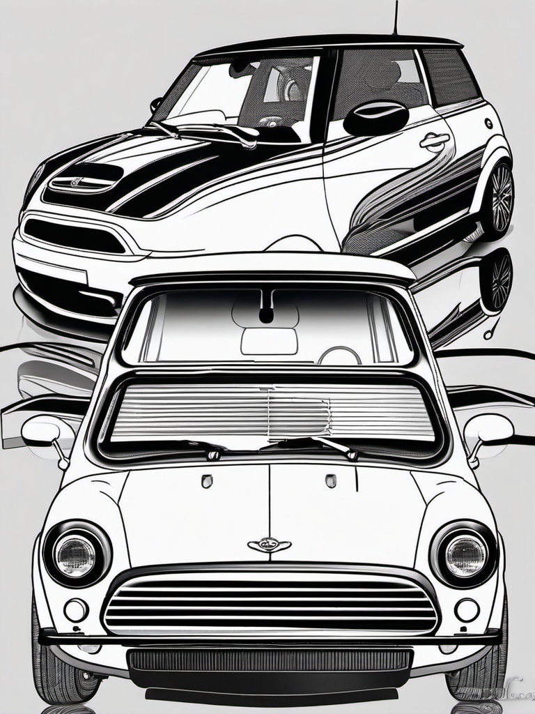 Mini Cooper Coloring Pages - Iconic Compact Car in Action  minimal black outline printable sheet, coloring page