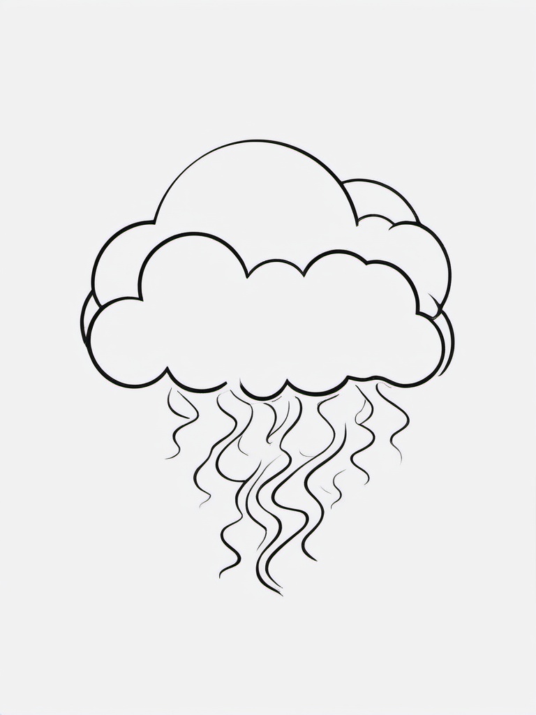 Cloud Tattoo Outline-Simple and elegant outline tattoo featuring a cloud, perfect for those who prefer minimalist and subtle designs.  simple color tattoo,white background