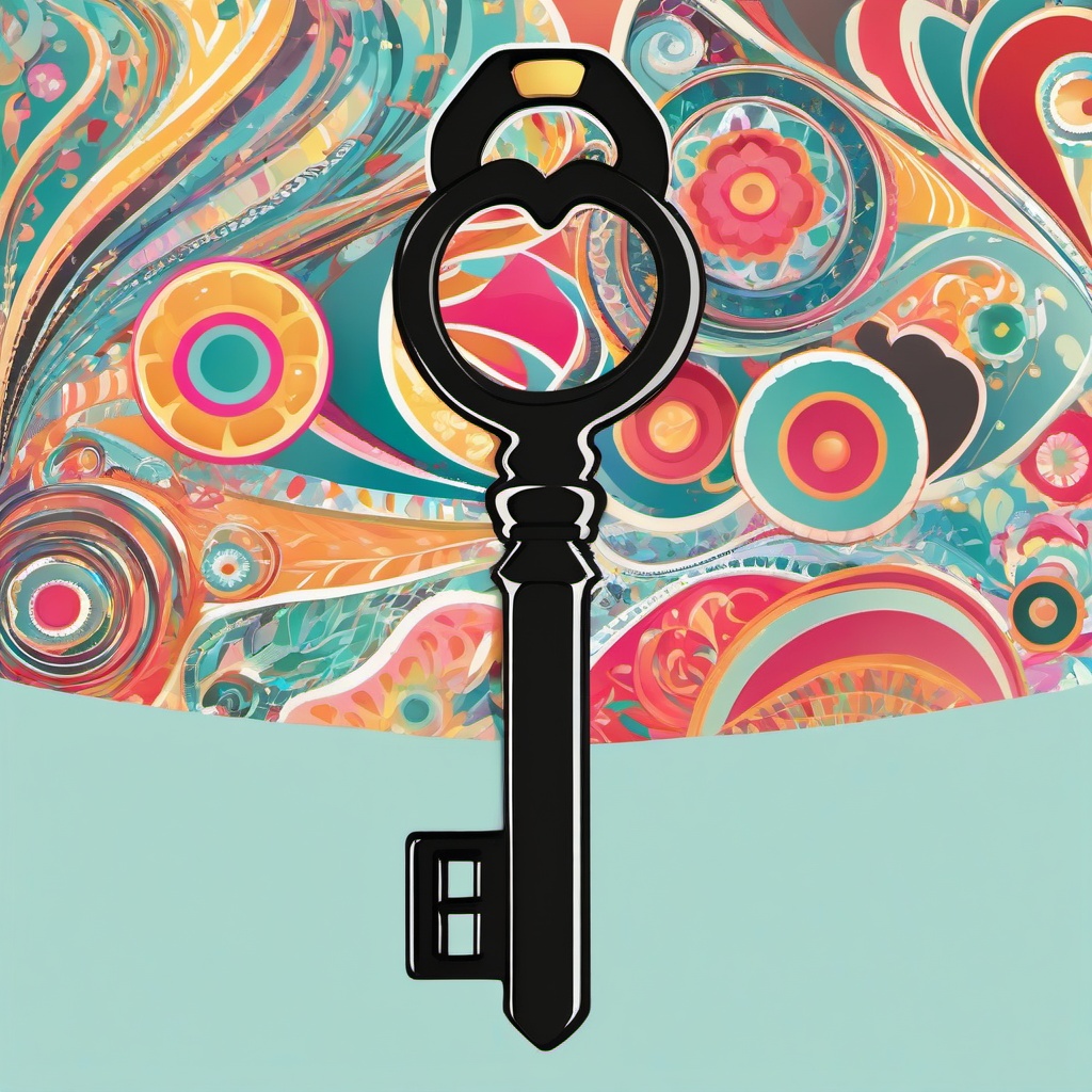 Key clipart - key with a colorful pattern  clipart