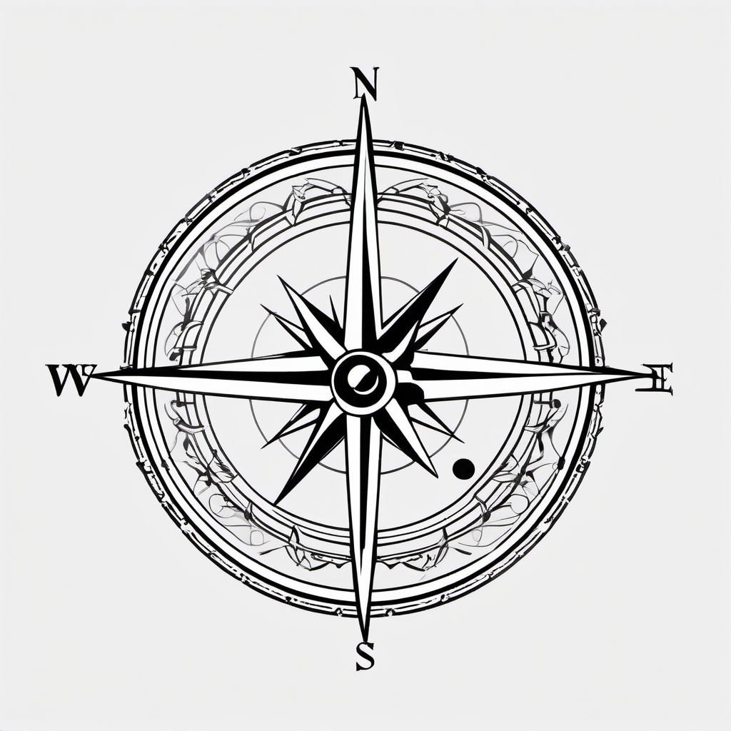 Compass Tattoo Traditional - Traditional style compass tattoo.  simple vector tattoo,minimalist,white background