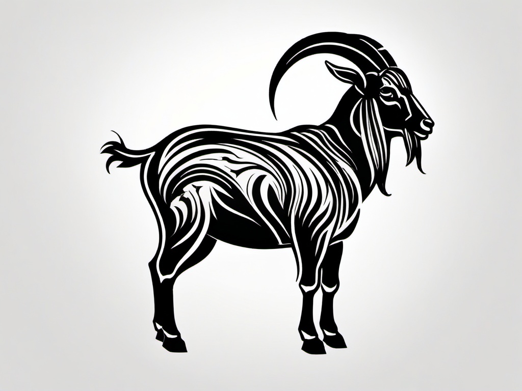 Goat Tattoo - A classic and versatile tattoo featuring a goat.  simple color tattoo design,white background