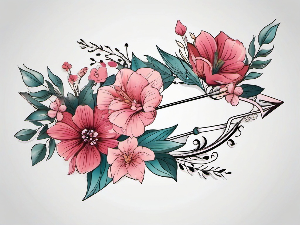 feminine floral arrow tattoo  vector tattoo design