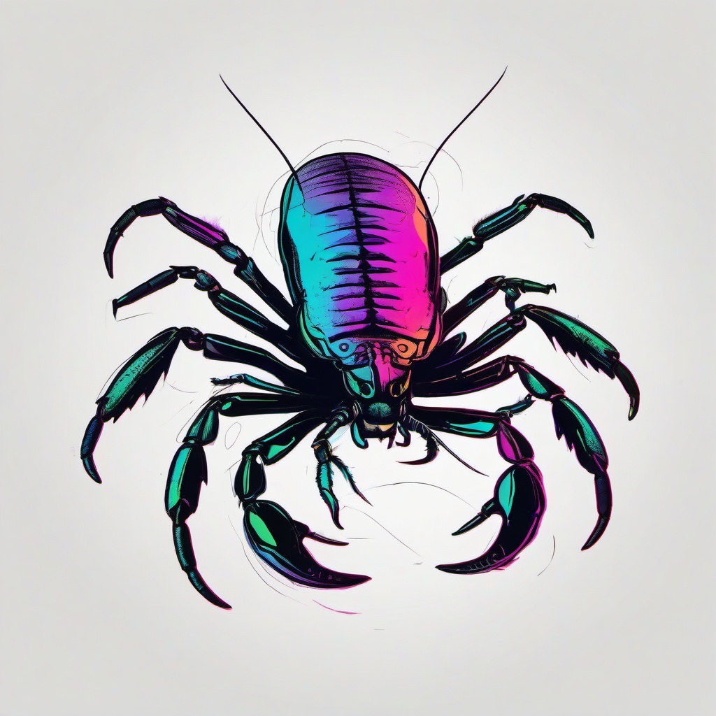 drawing of a scorpion with bright colors  minimal rough sketch scribbles,doodles,black and white