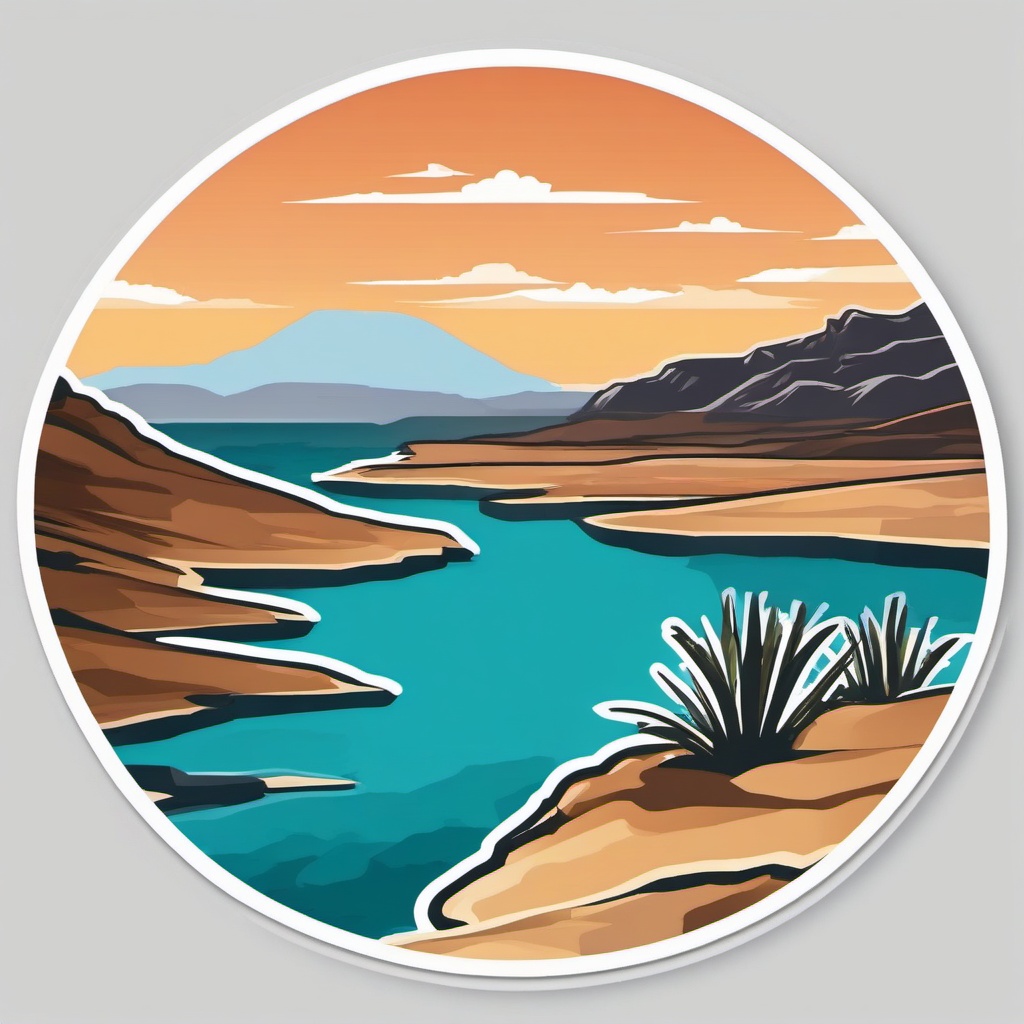 Dead Sea sticker- Saltwater lake bordered by Jordan to the east, , sticker vector art, minimalist design