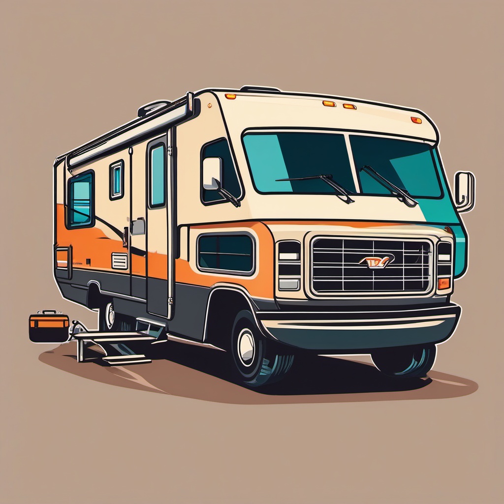 RV Clipart - A recreational vehicle for traveling and camping.  color vector clipart, minimal style