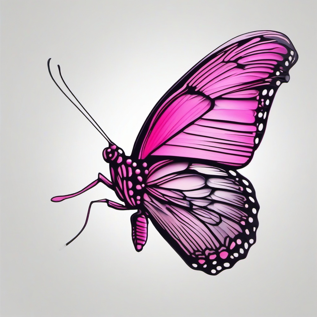 butterfly tattoo pink  simple color tattoo, minimal, white background