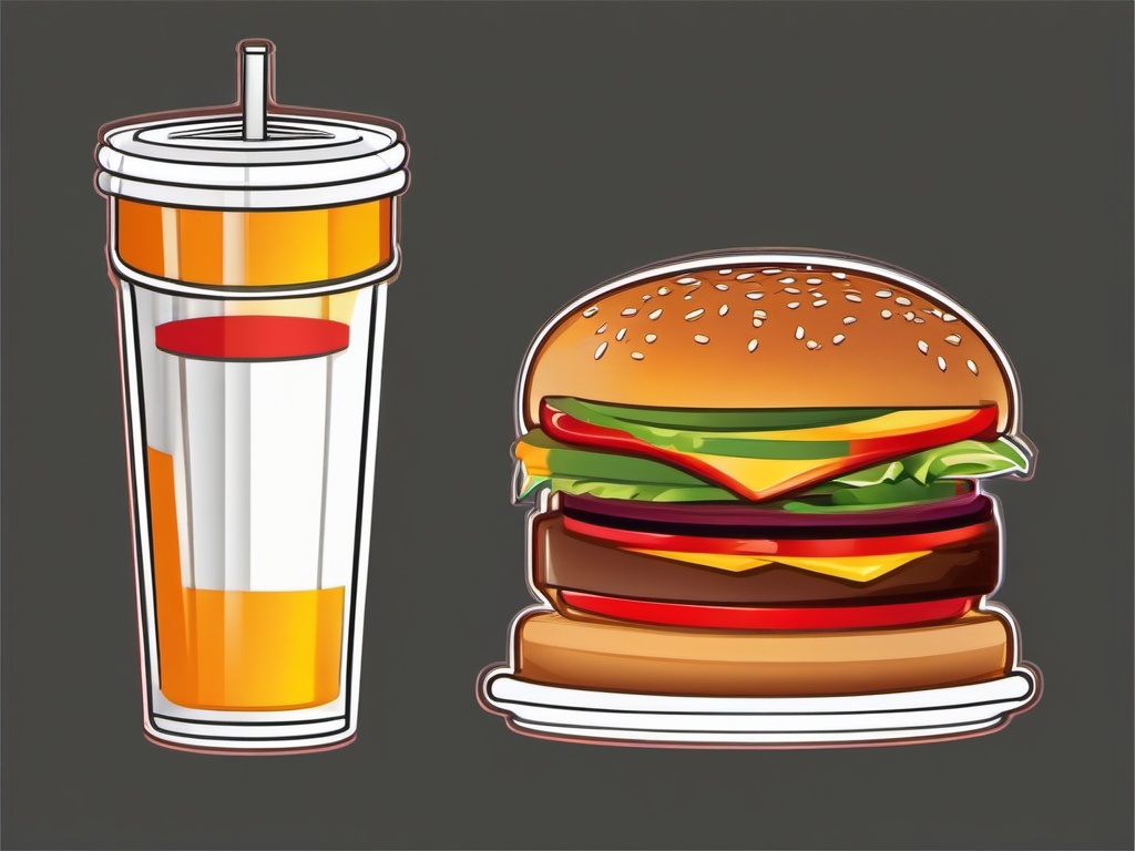 Hamburger clipart - hamburger and soft drink combo  color,minimalist,vector clipart