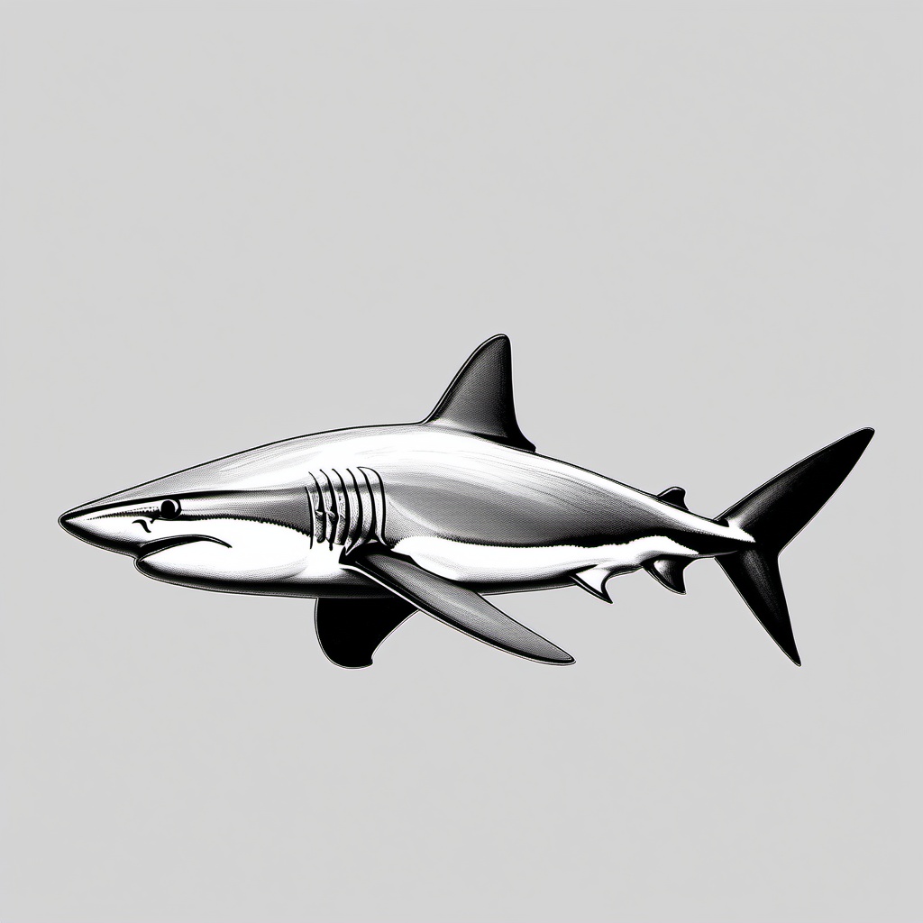 drawing of Grey reef shark  minimal rough sketch scribbles,doodles,black and white