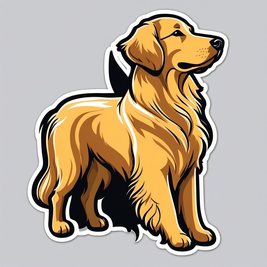 Golden Retriever Sticker - A loyal golden retriever with a wagging tail, ,vector color sticker art,minimal